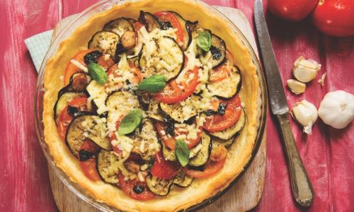 8 Quick & Easy Vegetarian Recipes To Try At Home Aubergine Tomato Mozzarella Quiche